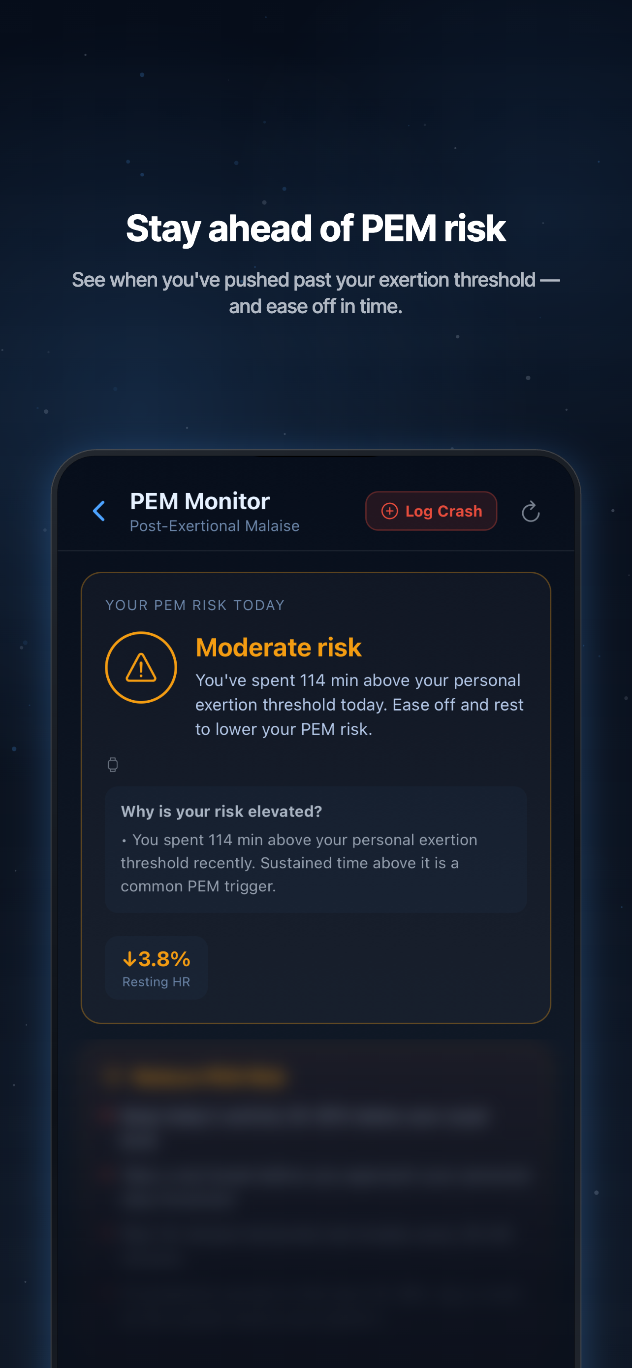 Stay ahead of PEM risk. See when you have pushed past your exertion threshold and ease off in time.